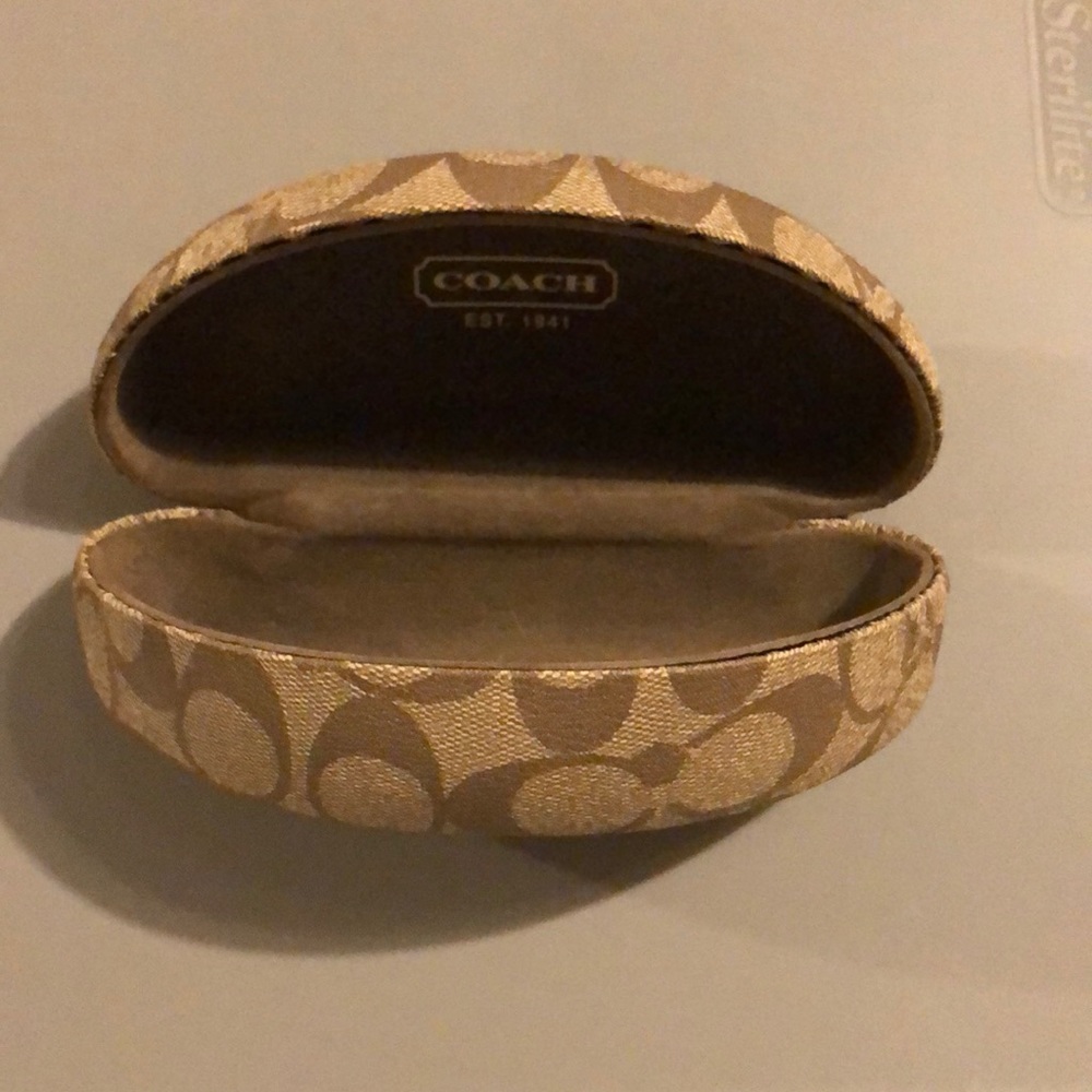 Coach sunglass case. Classic brown print